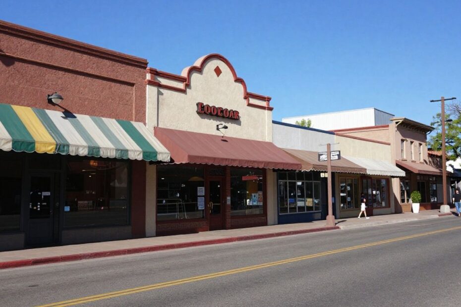 Arizona small business storefronts on a sunny street.