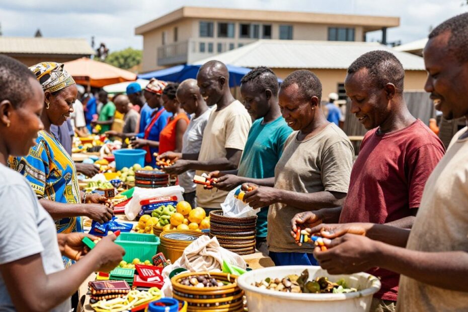 Kenyan entrepreneurs starting businesses with small capital.