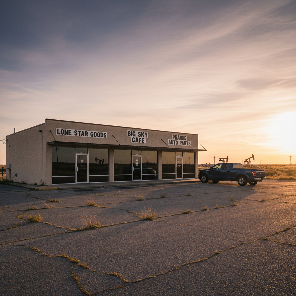 Texas commercial property at sunset